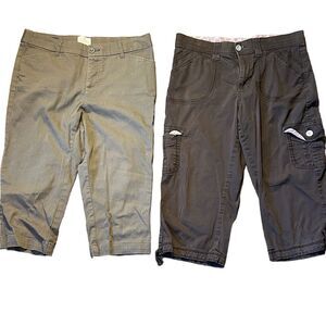 Brown and Tan Cargo capri size 8 Set in box 25